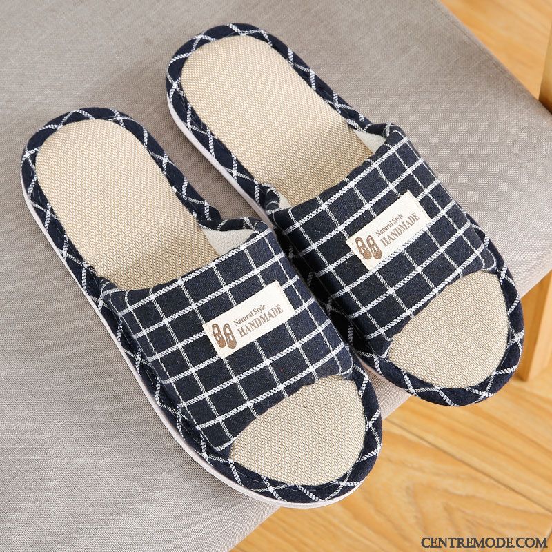Chaussons Homme Femme Été De Maison Tongs Chaussons Matelassé Toutes Les Saisons Vert