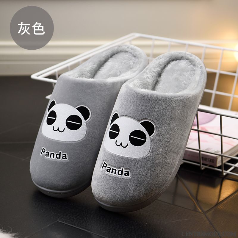 Chaussons Homme Hiver Intérieur Fantaisie Femme Bleu Dessin Animé