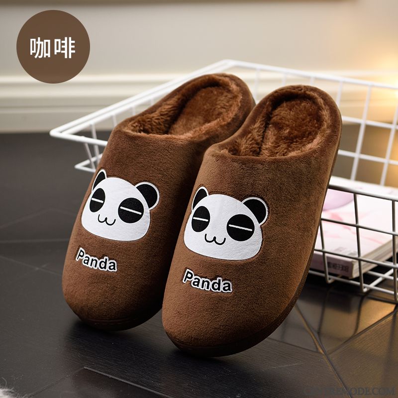 Chaussons Homme Hiver Intérieur Fantaisie Femme Bleu Dessin Animé