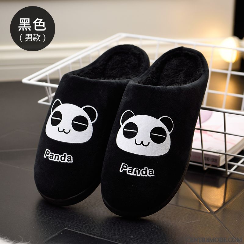 Chaussons Homme Hiver Intérieur Fantaisie Femme Bleu Dessin Animé