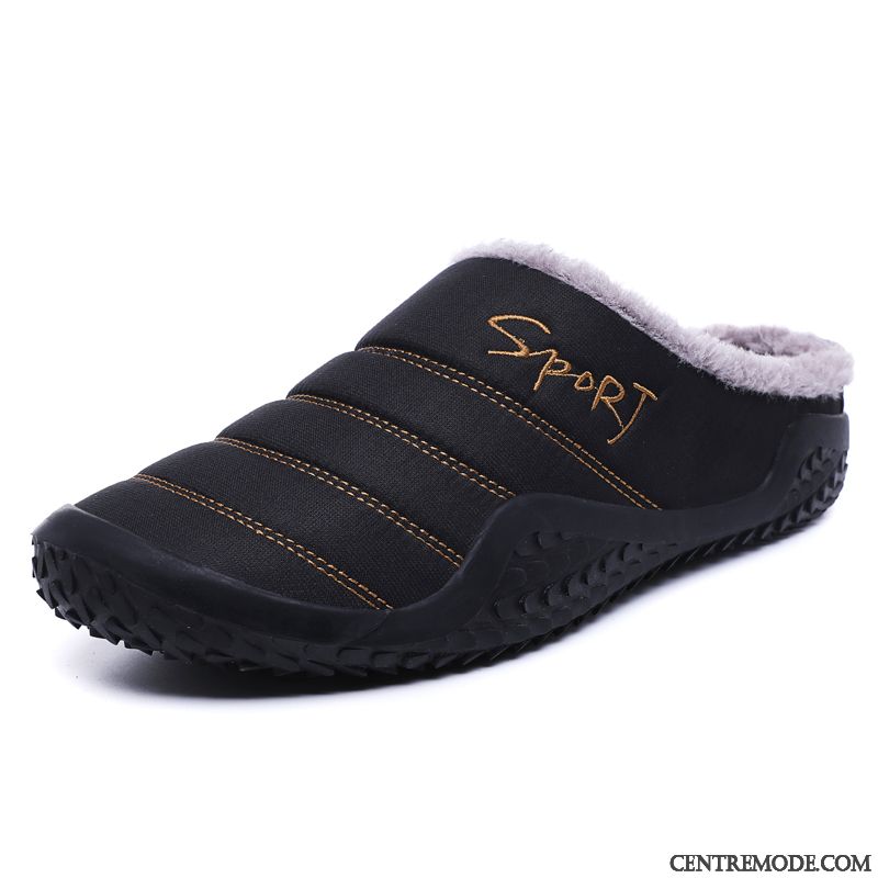 Chaussons Homme Imperméable Décontractée Chaussures En Coton Plus De Velours Chauds Matelassé Bleu Marin
