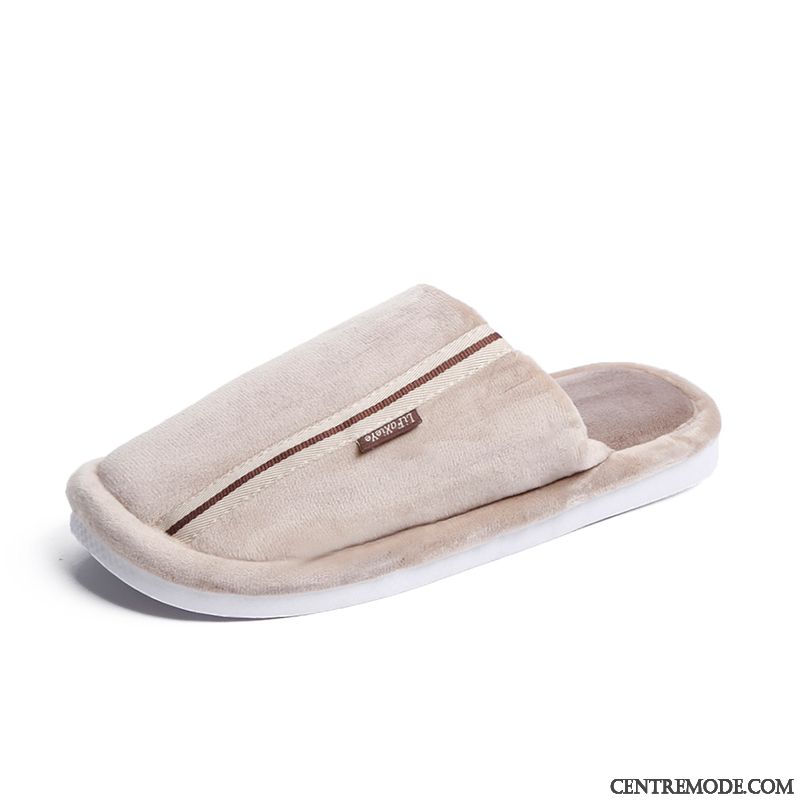 Chaussons Homme Mode De Maison Confortable Tongs Chaussons L'automne Plus De Velours Bleu