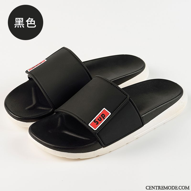 Chaussons Homme Mode Salle De Bains Tendance Antidérapant Tongs Chaussons Personnalité Noir