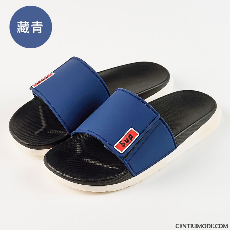 Chaussons Homme Mode Salle De Bains Tendance Antidérapant Tongs Chaussons Personnalité Noir