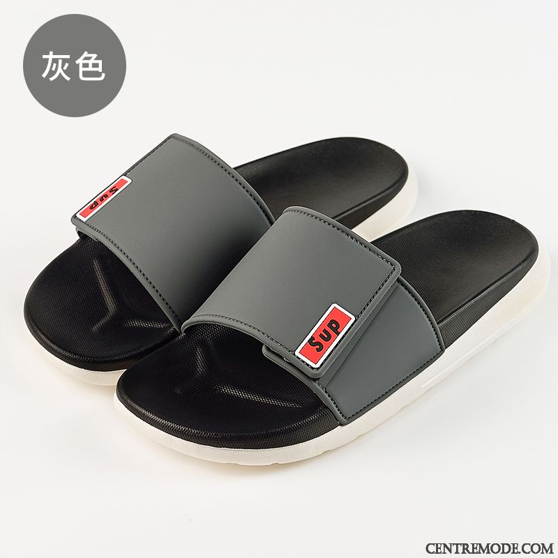 Chaussons Homme Mode Salle De Bains Tendance Antidérapant Tongs Chaussons Personnalité Noir