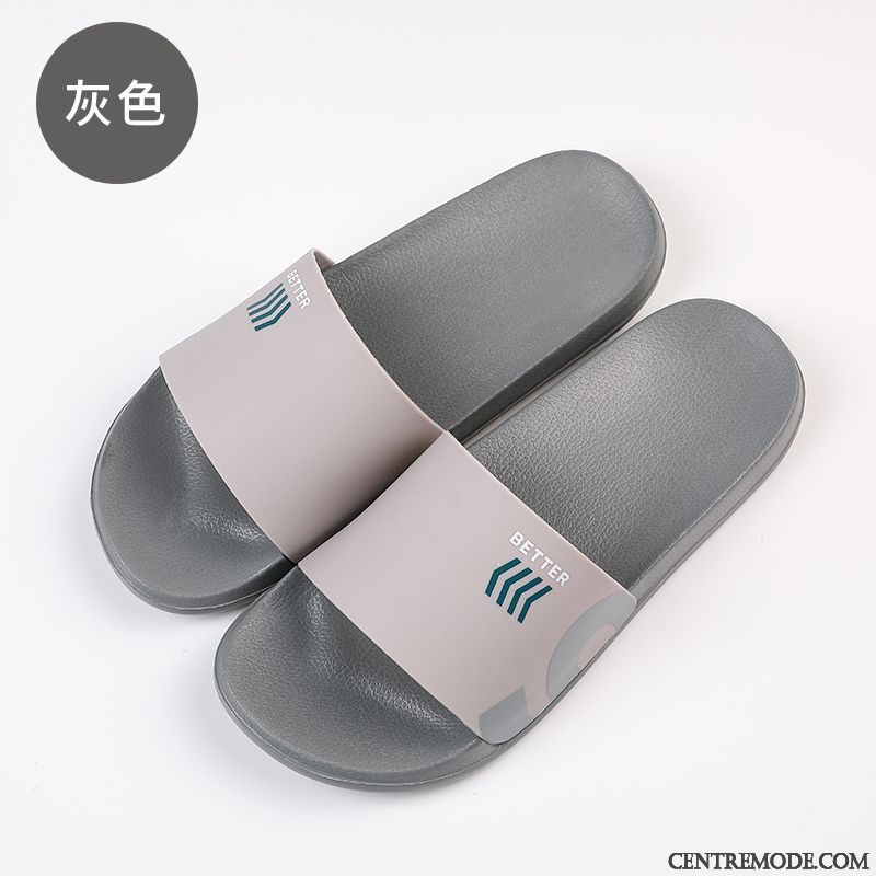 Chaussons Homme Outwear Antidérapant Tendance Salle De Bains Semelle Doux Fantaisie Noir