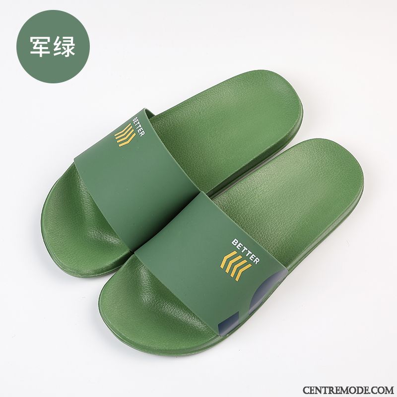 Chaussons Homme Outwear Antidérapant Tendance Salle De Bains Semelle Doux Fantaisie Noir