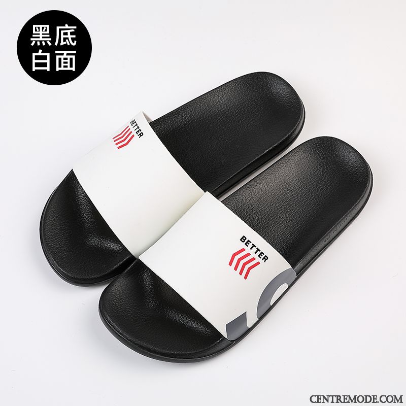 Chaussons Homme Outwear Antidérapant Tendance Salle De Bains Semelle Doux Fantaisie Noir