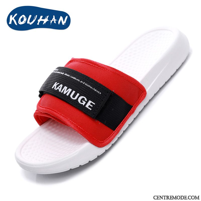 Chaussons Homme Plage Été Antidérapant Outwear Mode Personnalité Rouge