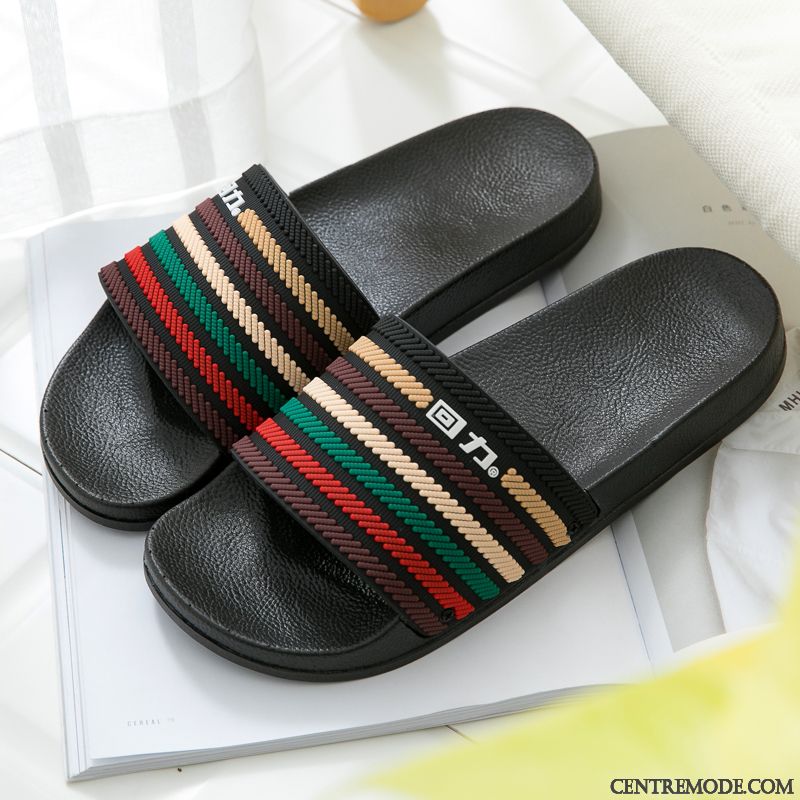 Chaussons Homme Salle De Bains Tongs Chaussons Antidérapant Semelle Doux Intérieur Femme Brun
