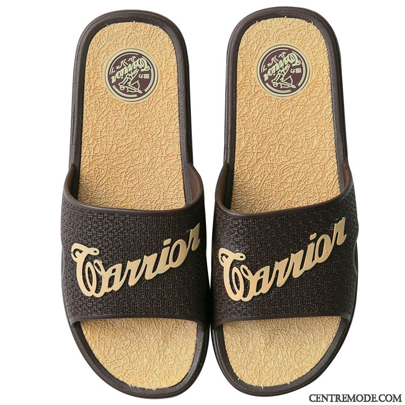 Chaussons Homme Salle De Bains Tongs Chaussons Antidérapant Semelle Doux Intérieur Femme Brun