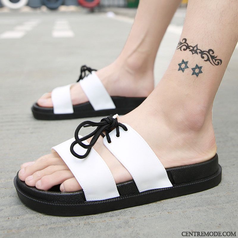Chaussons Homme Semelle Doux Outwear Fantaisie Antidérapant Été Tendance Noir
