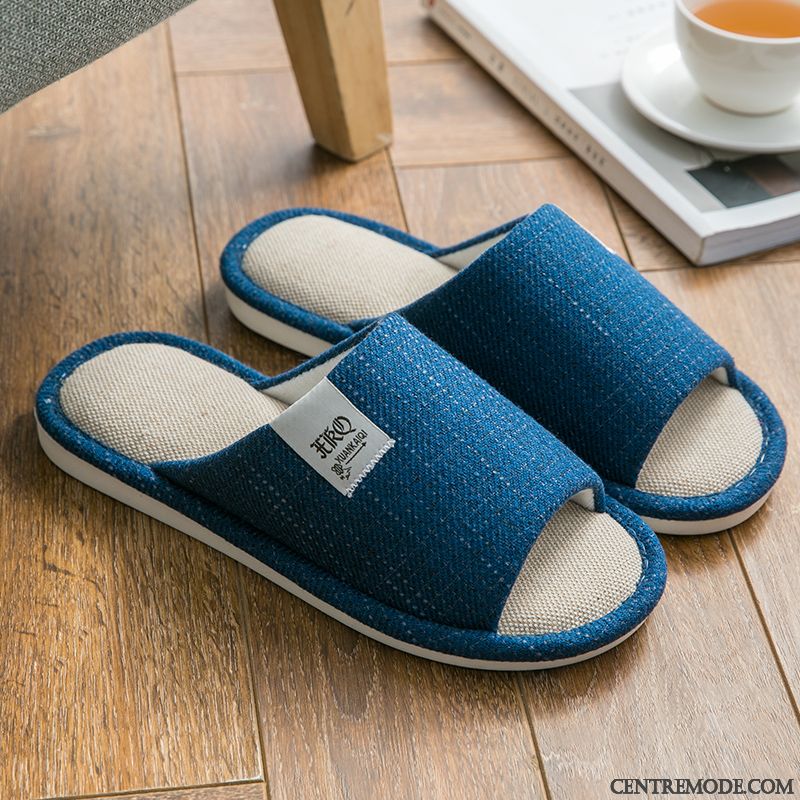 Chaussons Homme Semelle Doux Toutes Les Saisons De Maison Fantaisie Femme Intérieur Marron