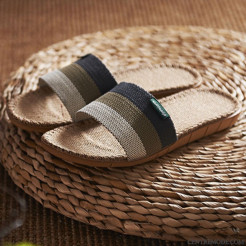 Chaussons Homme Semelle Épaisse De Maison Antidérapant Intérieur Fantaisie Femme Bleu