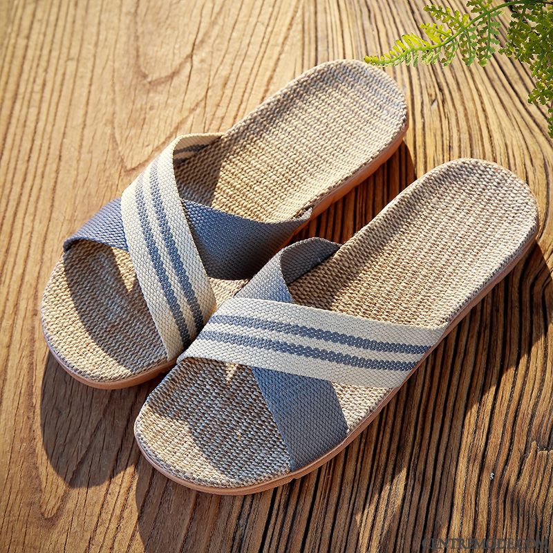Chaussons Homme Semelle Épaisse De Maison Antidérapant Intérieur Fantaisie Femme Bleu