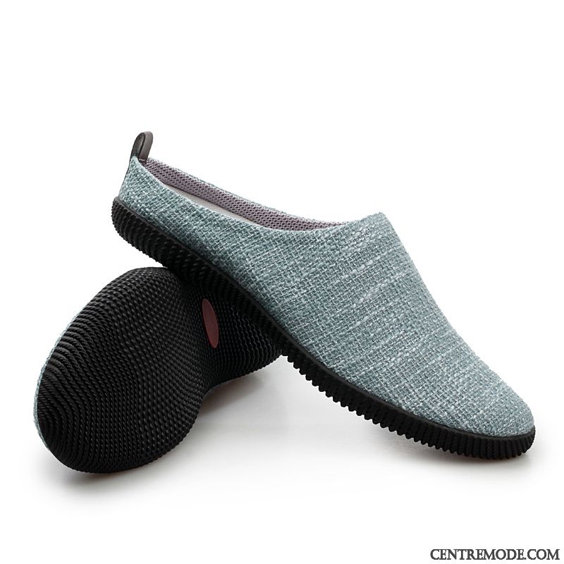 Chaussons Homme Tendance Chaussures En Tissu Été Intérieur Décontractée Tongs Chaussons Gris