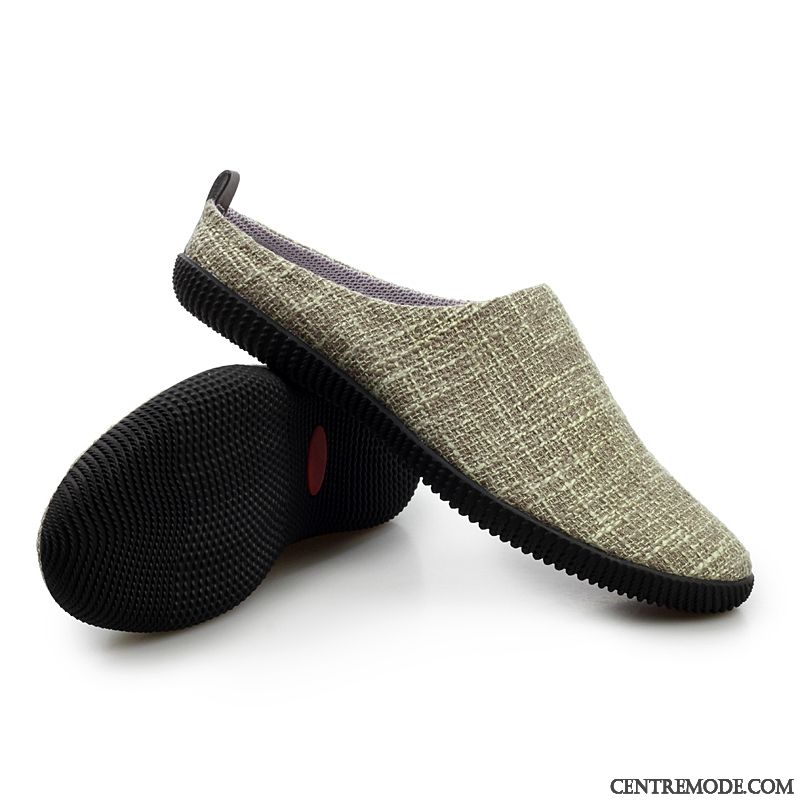 Chaussons Homme Tendance Chaussures En Tissu Été Intérieur Décontractée Tongs Chaussons Gris