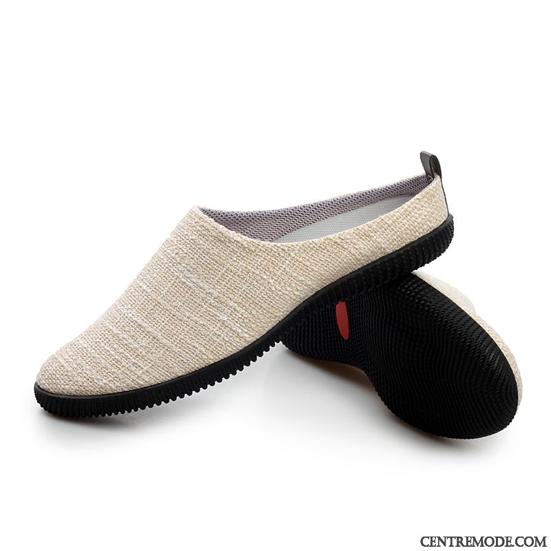 Chaussons Homme Tendance Chaussures En Tissu Été Intérieur Décontractée Tongs Chaussons Gris