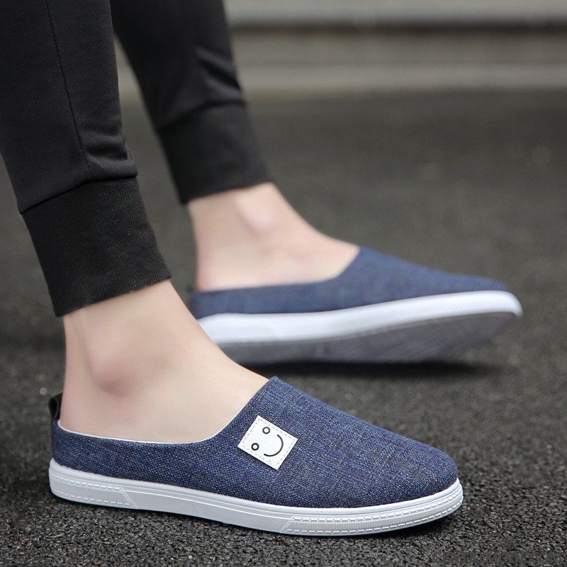 Chaussons Homme Toile Été Tous Les Assortis Tendance Décontractée Slip-on Bleu