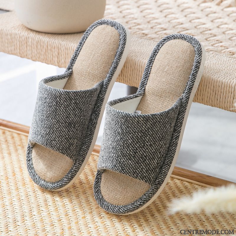 Chaussons Homme Tongs Chaussons Antidérapant De Maison Toutes Les Saisons Femme Fantaisie Gris