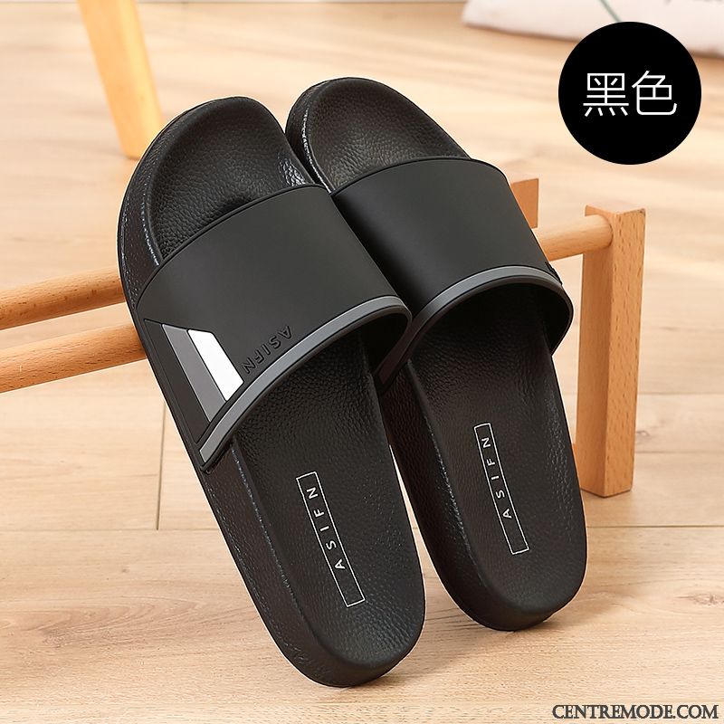 Chaussons Homme Tongs Chaussons Antidérapant Gros Outwear De Maison Été Noir