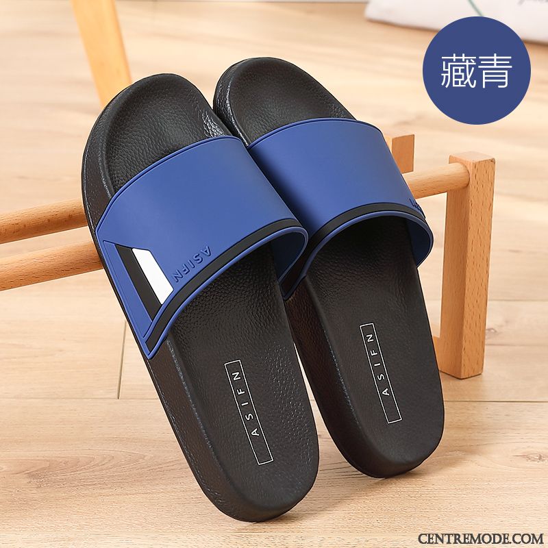Chaussons Homme Tongs Chaussons Antidérapant Gros Outwear De Maison Été Noir