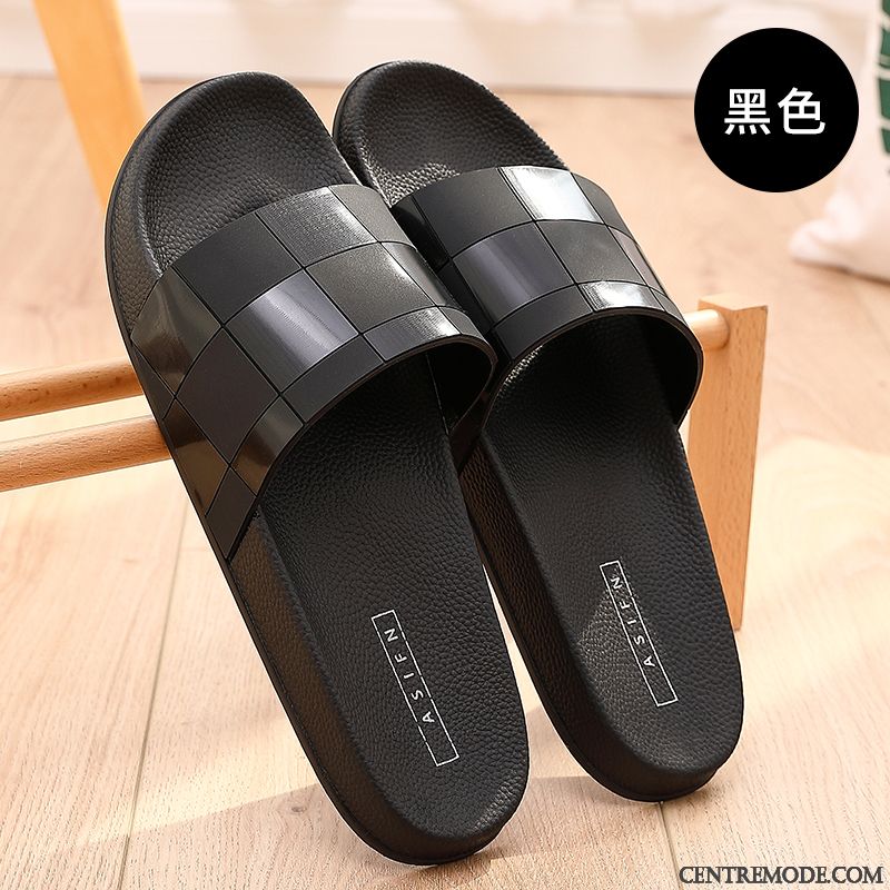 Chaussons Homme Tongs Chaussons Antidérapant Gros Outwear De Maison Été Noir