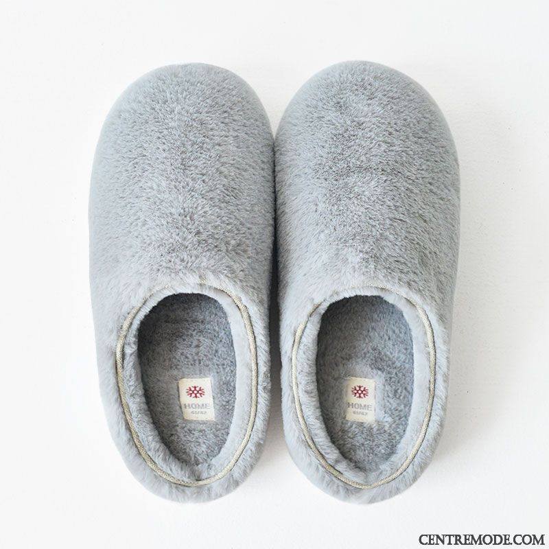 Chaussons Homme Tongs Chaussons Antidérapant Matelassé Simple Fantaisie Hiver Gris