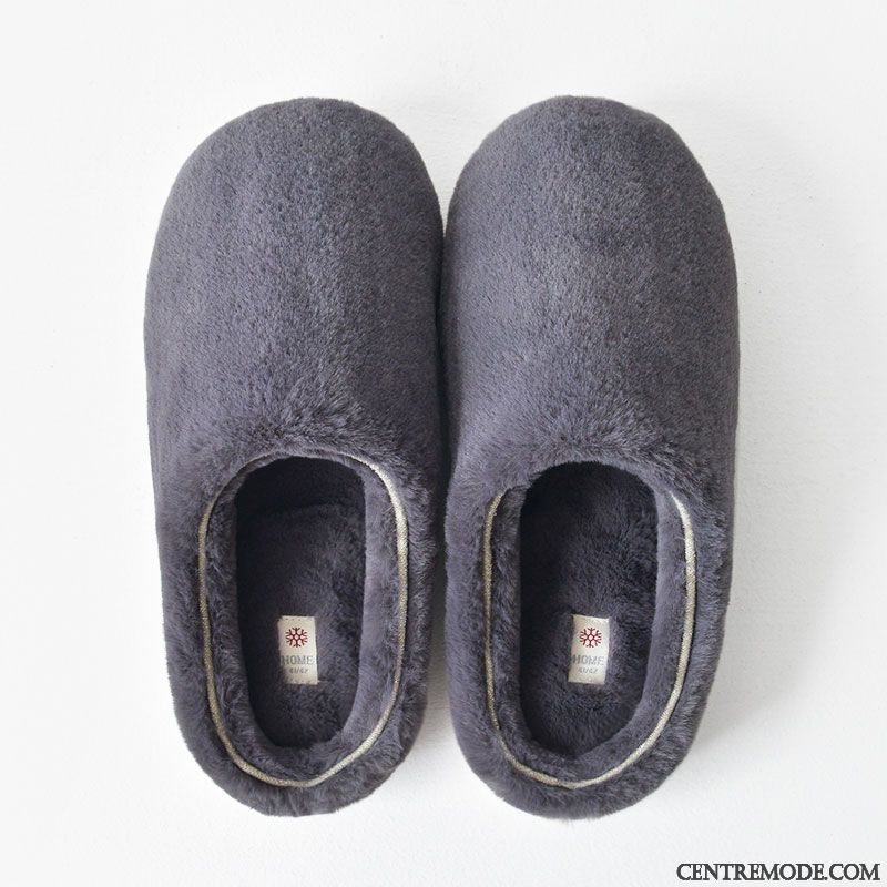 Chaussons Homme Tongs Chaussons Antidérapant Matelassé Simple Fantaisie Hiver Gris