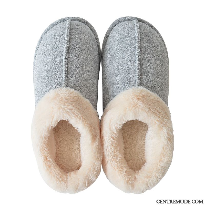 Chaussons Homme Tongs Chaussons Antidérapant Matelassé Simple Fantaisie Hiver Gris