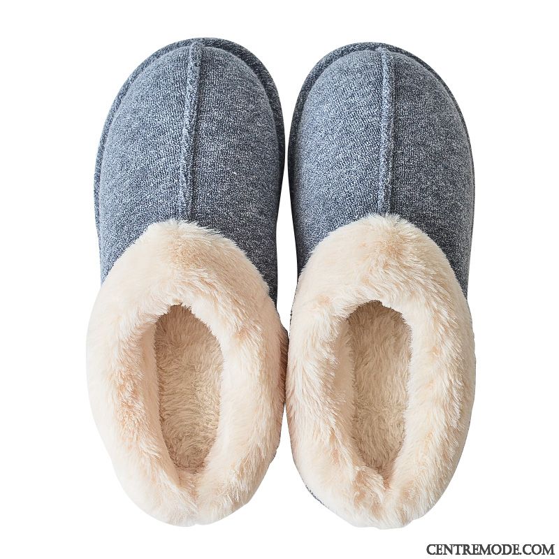 Chaussons Homme Tongs Chaussons Antidérapant Matelassé Simple Fantaisie Hiver Gris