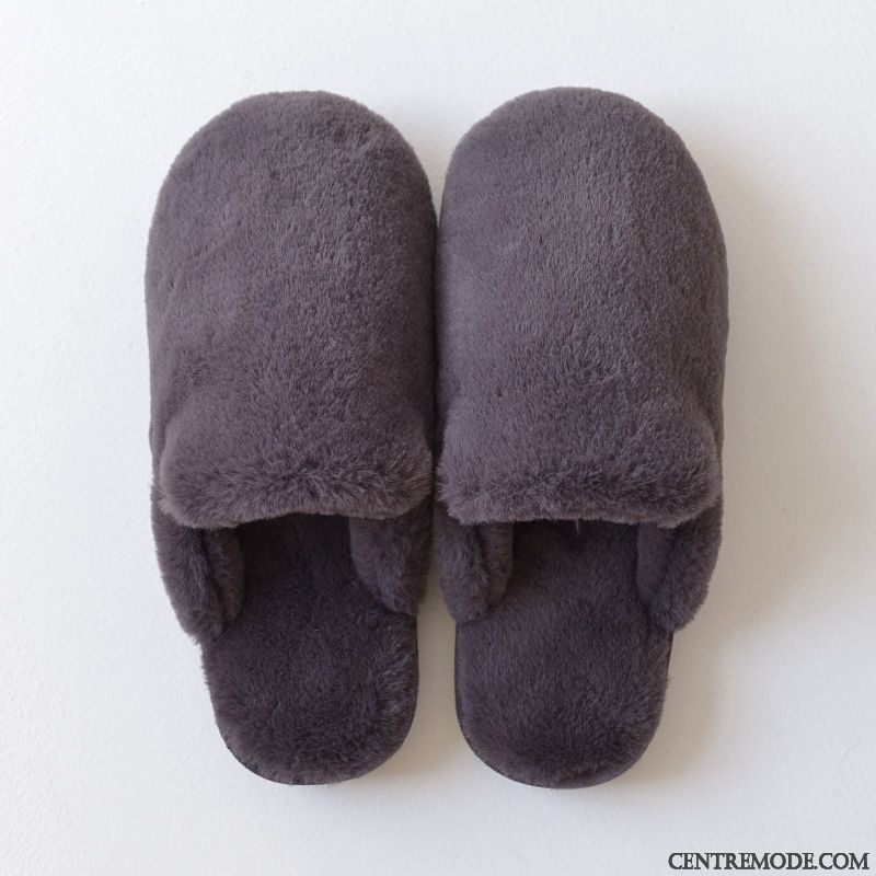 Chaussons Homme Tongs Chaussons Antidérapant Matelassé Simple Fantaisie Hiver Gris