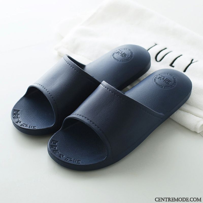 Chaussons Homme Tongs Chaussons Antidérapant Été Femme De Maison Intérieur Bleu Marin