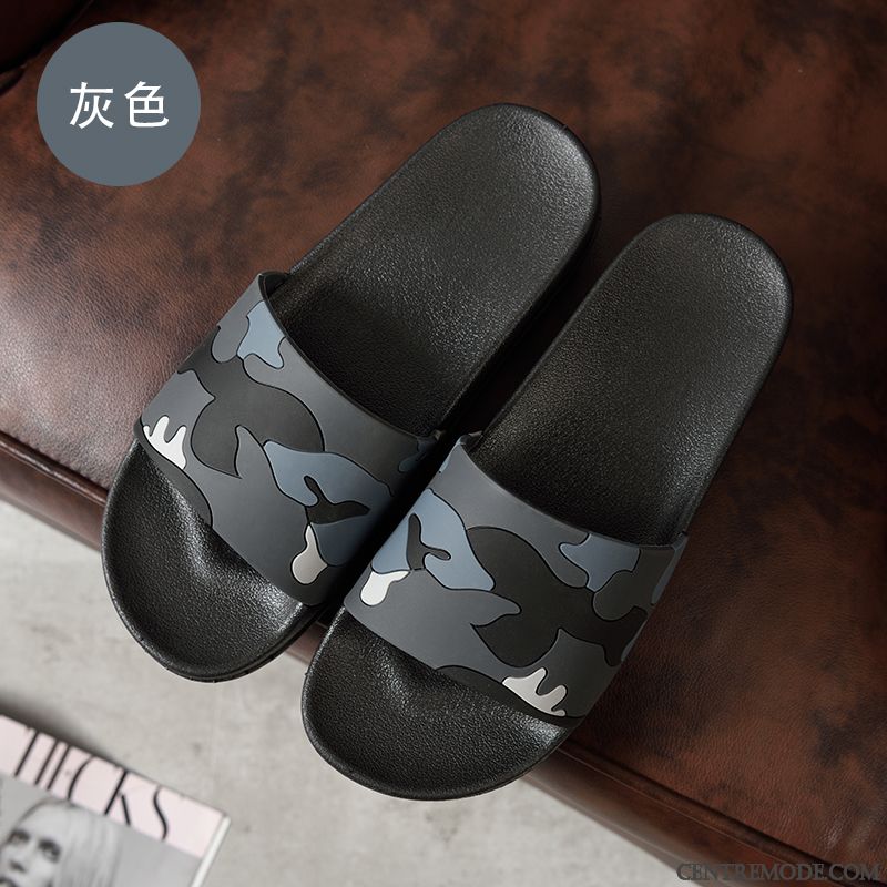 Chaussons Homme Tongs Chaussons Intérieur Salle De Bains Été Femme Antidérapant Rouge