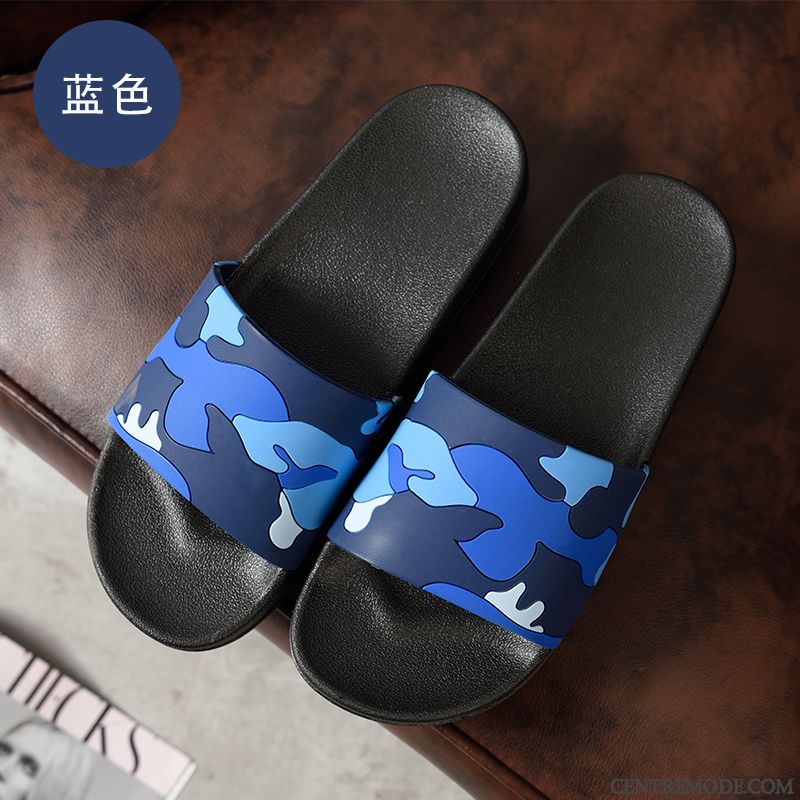 Chaussons Homme Tongs Chaussons Intérieur Salle De Bains Été Femme Antidérapant Rouge