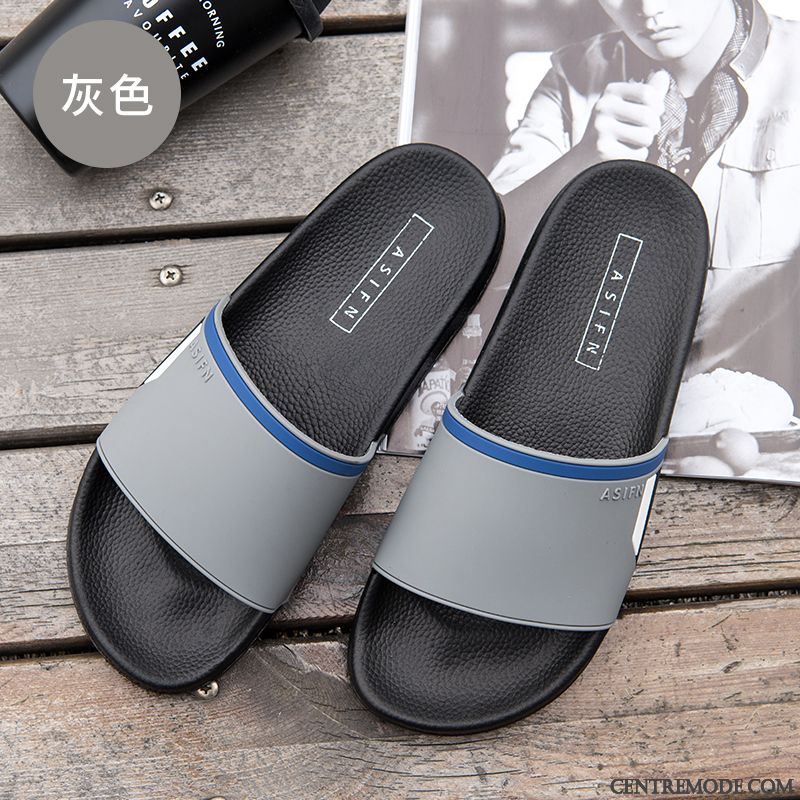 Chaussons Homme Tongs Chaussons Intérieur Salle De Bains Été Femme Antidérapant Rouge