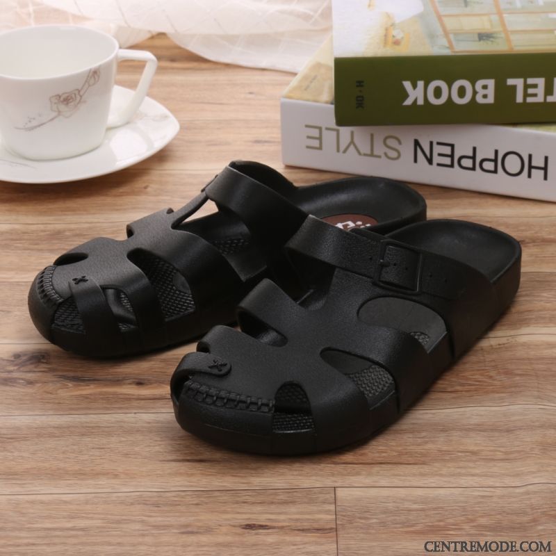 Chaussons Homme Tongs Chaussons Plage Été Confortable Décontractée Noir