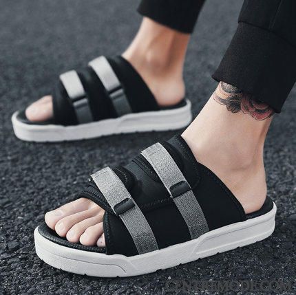 Chaussons Homme Été Antidérapant Plage Tendance Sandales Décontractée Rouge