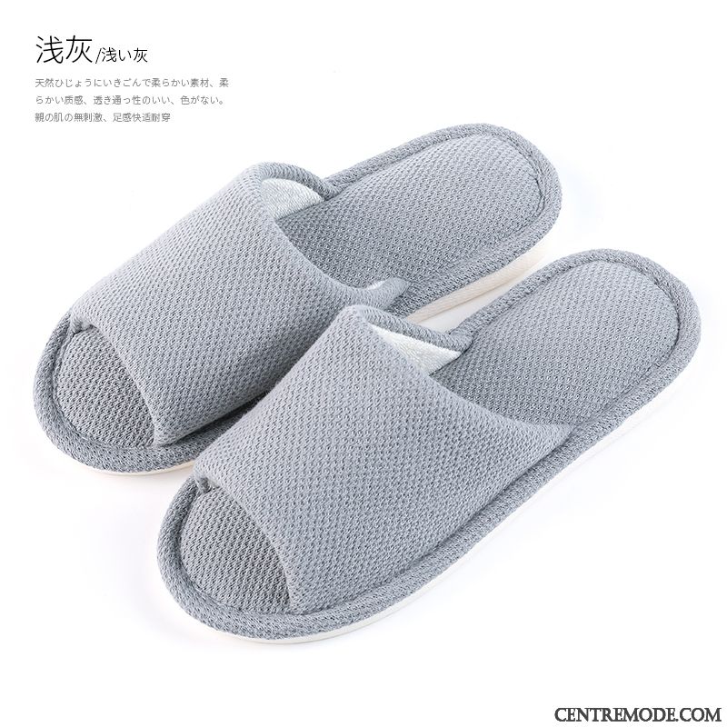 Chaussons Homme Été Intérieur Printemps Antidérapant Tongs Chaussons Semelle Doux Bleu