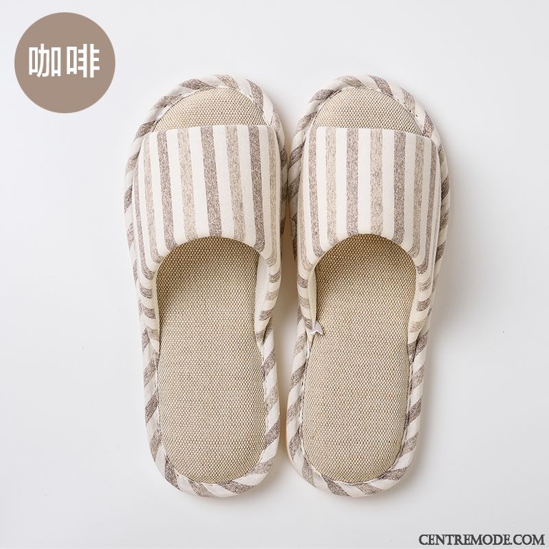 Chaussons Homme Été Intérieur Printemps Antidérapant Tongs Chaussons Semelle Doux Bleu