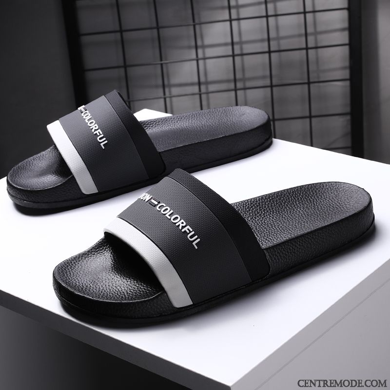 Chaussons Homme Été Plage Tongs Chaussons Mode Antidérapant Outwear Bleu Blanc