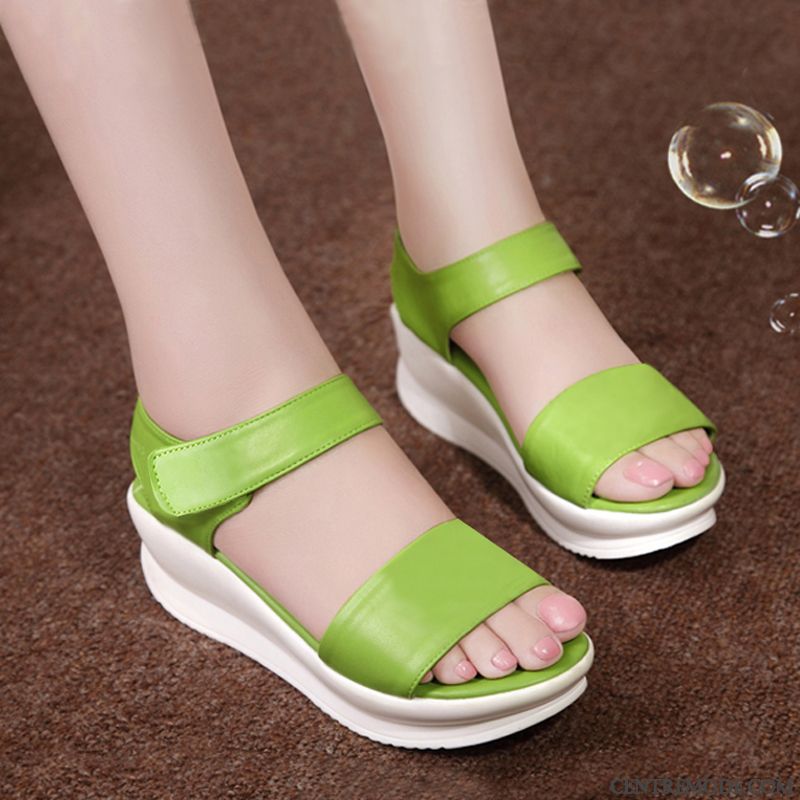 Chaussure Confort Femme Pas Cher Vert D'eau Seagreen, Sandales Femme Cuir Marron Pas Cher