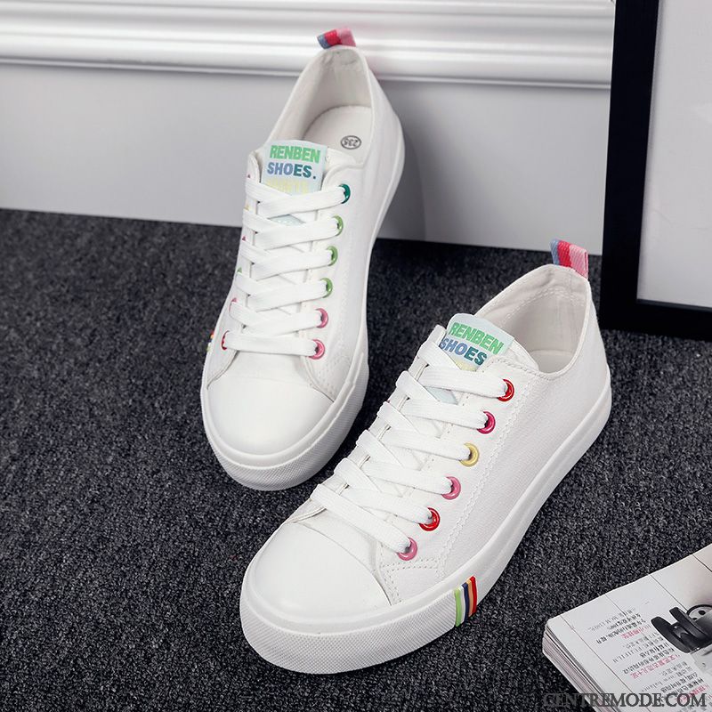 Chaussure De Skate Femme Rose Saumon Blanc, Bottines Femme Plates En Ligne