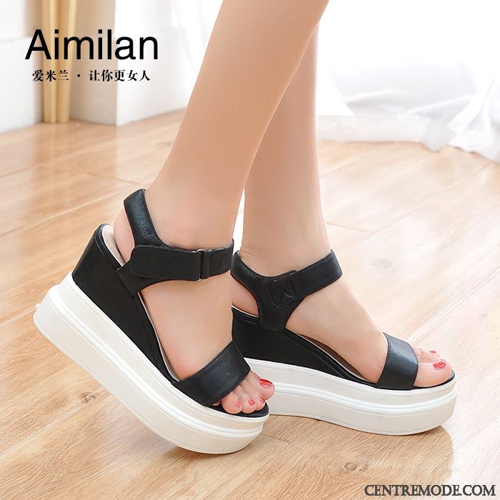 Chaussure Femme Sandales Cuir Seashell Rose Saumon, Sandales Noir Daim Femme