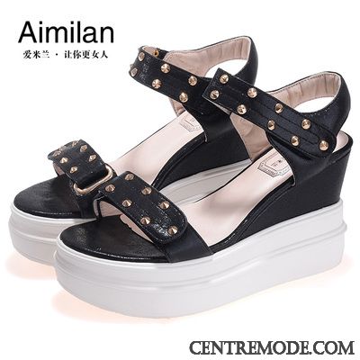 Chaussure Femme Sandales Cuir Seashell Rose Saumon, Sandales Noir Daim Femme