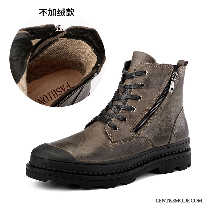 Chaussure Homme Classe Pas Cher, Bottes Homme Hiver Gris Charbon Gris
