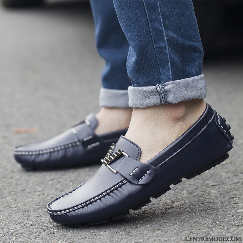 Chaussure Homme Mocassin Cuir Gris Charbon Noir, Mocassin Bleu Marine Homme