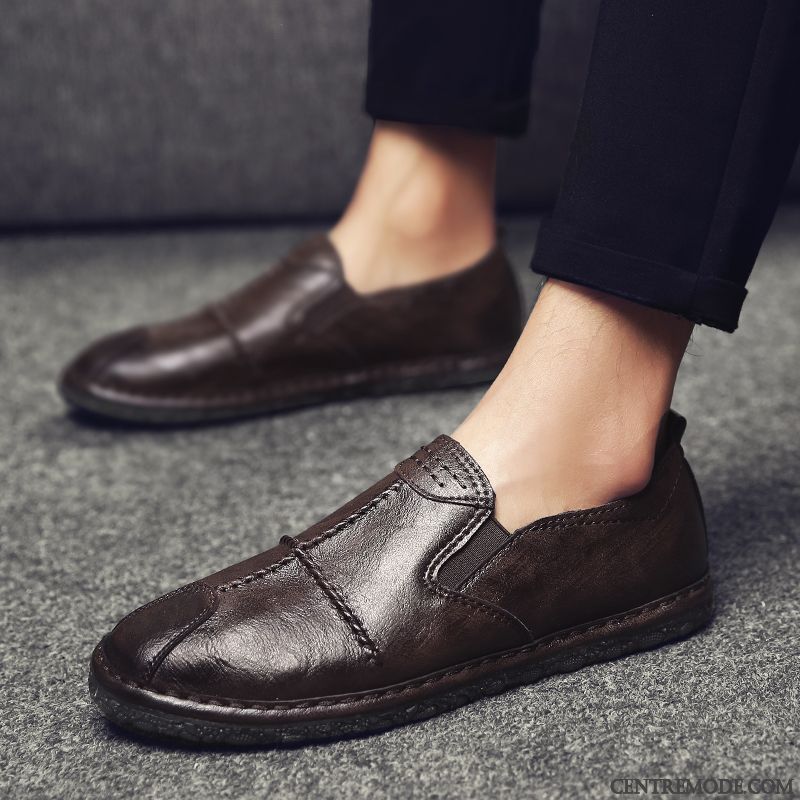 Chaussure Homme Noir, Mocassin Noir Et Blanc Homme Argent Bronzage