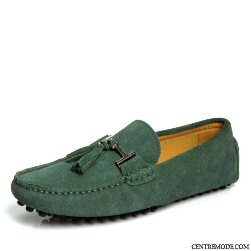 Chaussure Nubuck Homme Olive Verte Or, Mocassin Noir Homme Pas Cher