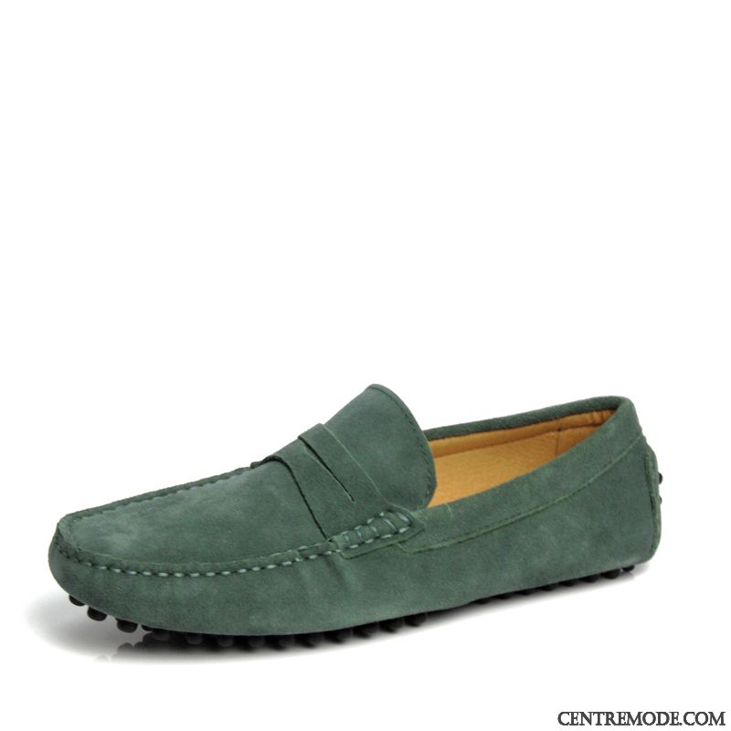 Chaussure Nubuck Homme Olive Verte Or, Mocassin Noir Homme Pas Cher